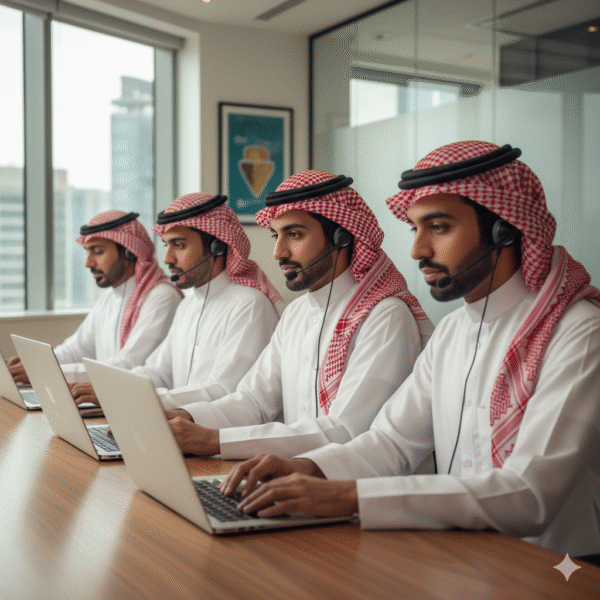 صورة تعبّر عن الوظائف المطلوبة في القطاع الخاص السعودي 2025، وتوضح بيئة العمل الحديثة في الشركات السعودية.
